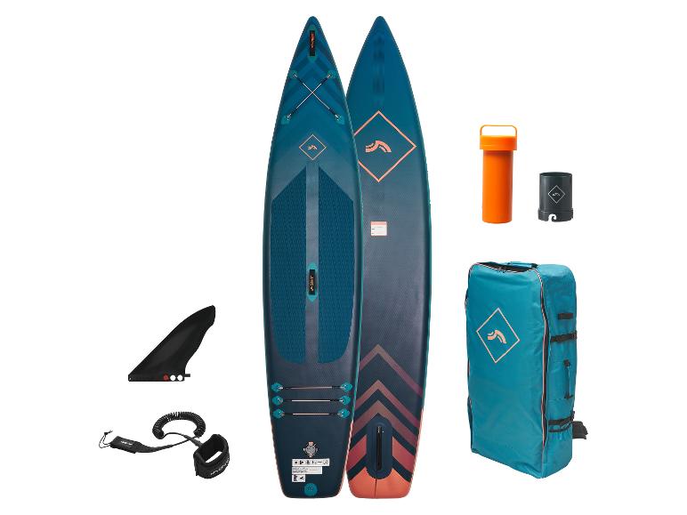 Sada SUP: nafukovací paddleboard, přepravní taška a příslušenství.