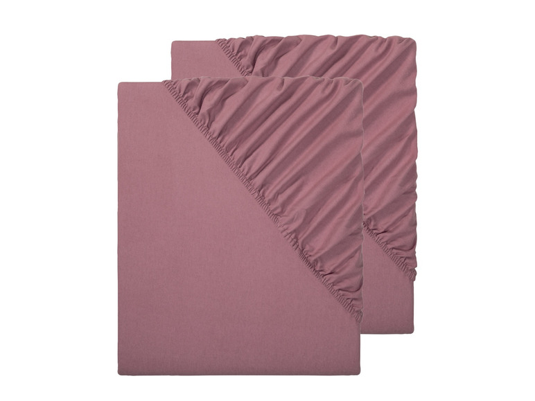  Zobrazit na celou obrazovku LIVARNO home Sada napínacích prostěradel, 90-100 x 200 cm, 2dílná, světle růžová - Obrázek 1