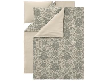 Sada saténového ložního povlečení, 140 x 200 cm, 70 x 90 cm, krémová/šedá, 2dílná