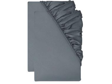 LIVARNO® Sada saténových napínacích prostěradel, 90-100 x 200 cm, 2dílná, tmavě šedá