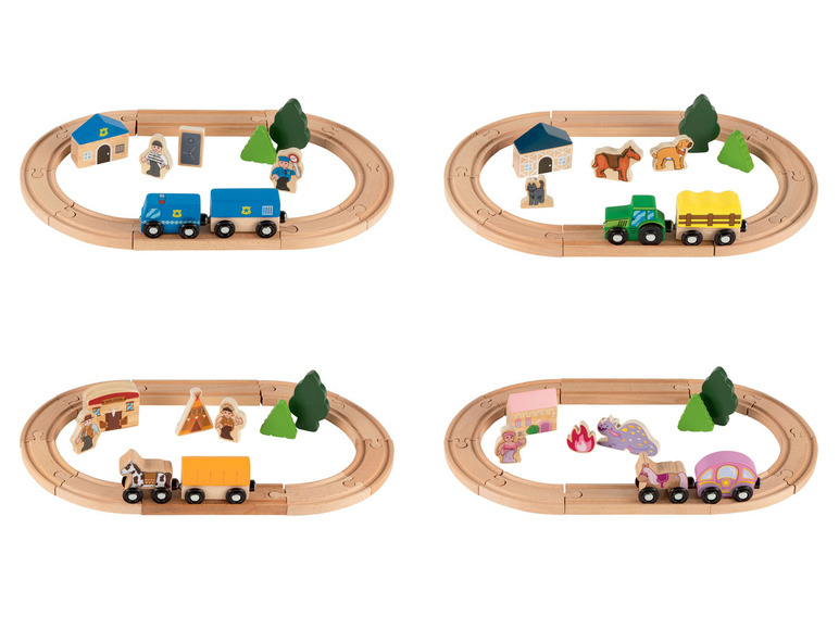  Zobrazit na celou obrazovku Playtive Dřevěná železniční sada, 18dílná - Obrázek 1
