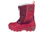 Červené zimní boty s logem kočky.
