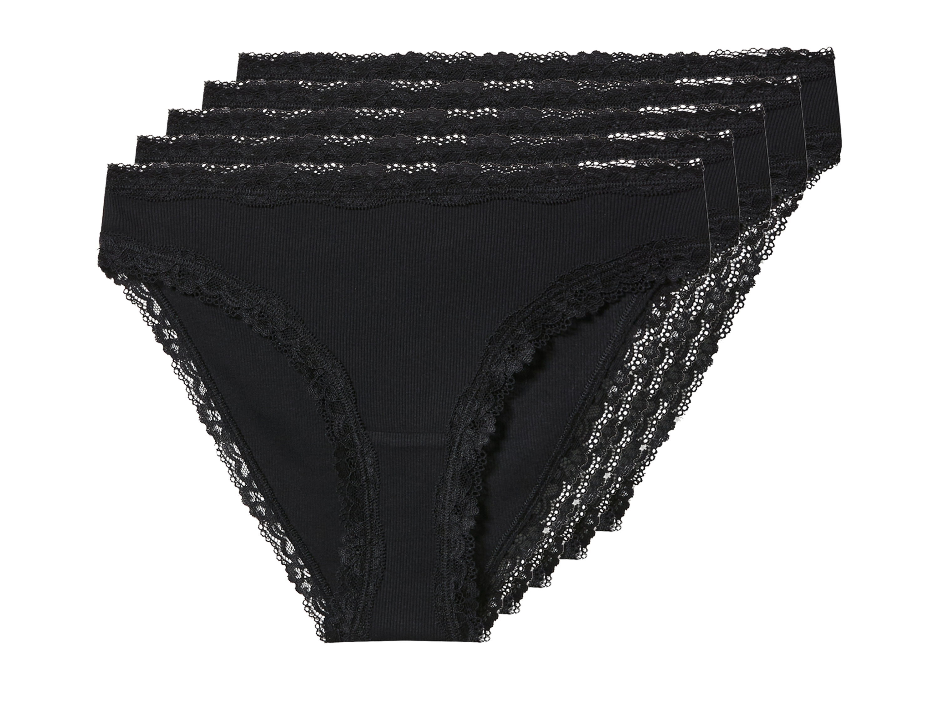 esmara® Dámské kalhotky s krajkou, 5 kusů (černá, L (44/46))