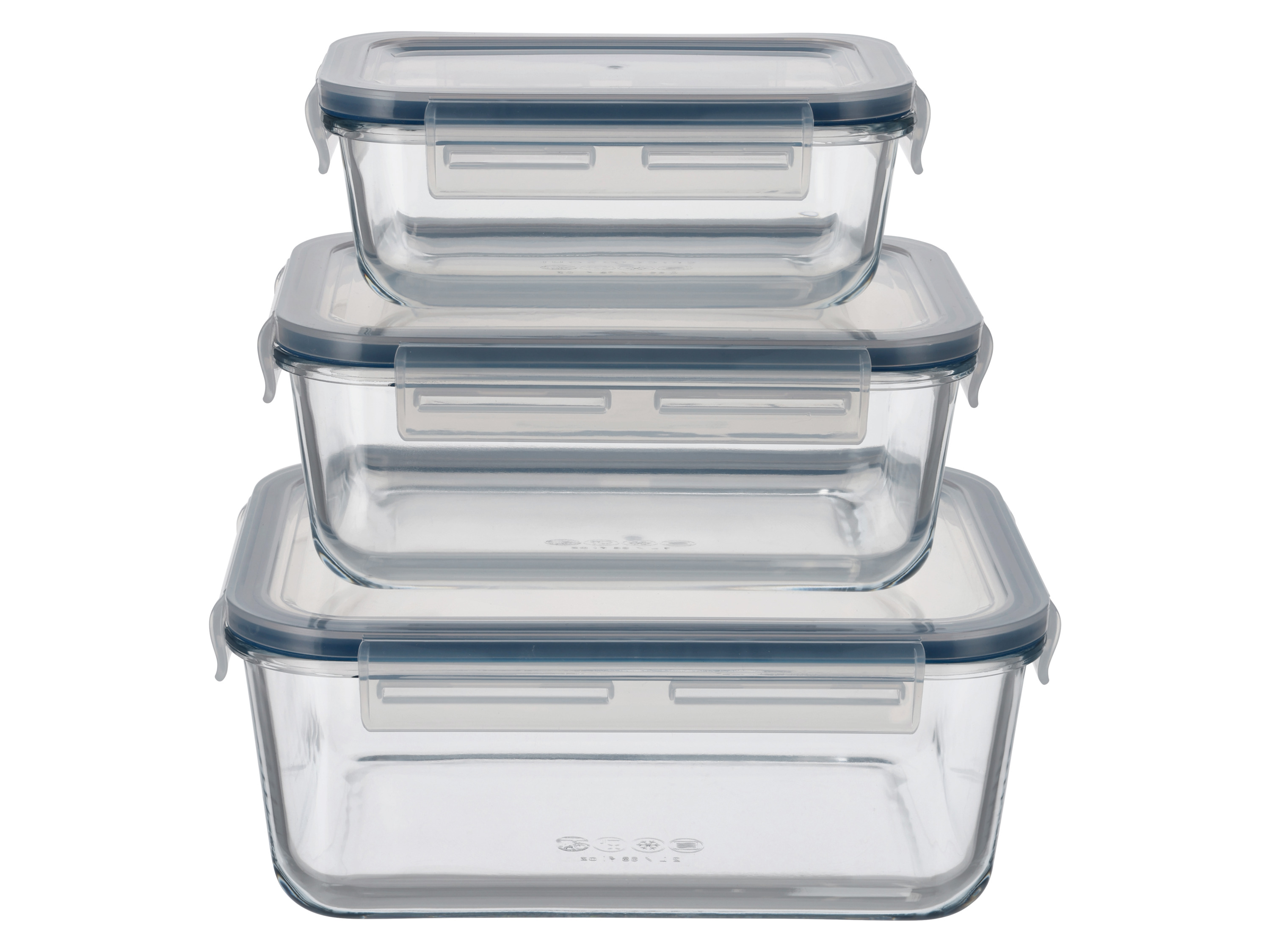 Silvercrest® Sada skleněných potravinových dóz, 3dílná (obdélníková)