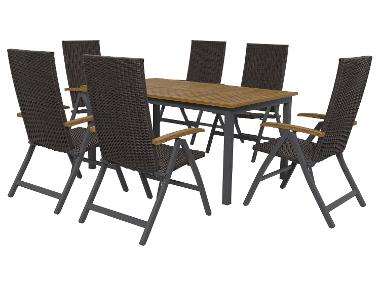 Sada hliníkového zahradního nábytku s křesly Valencia, 7dílná, hnědá