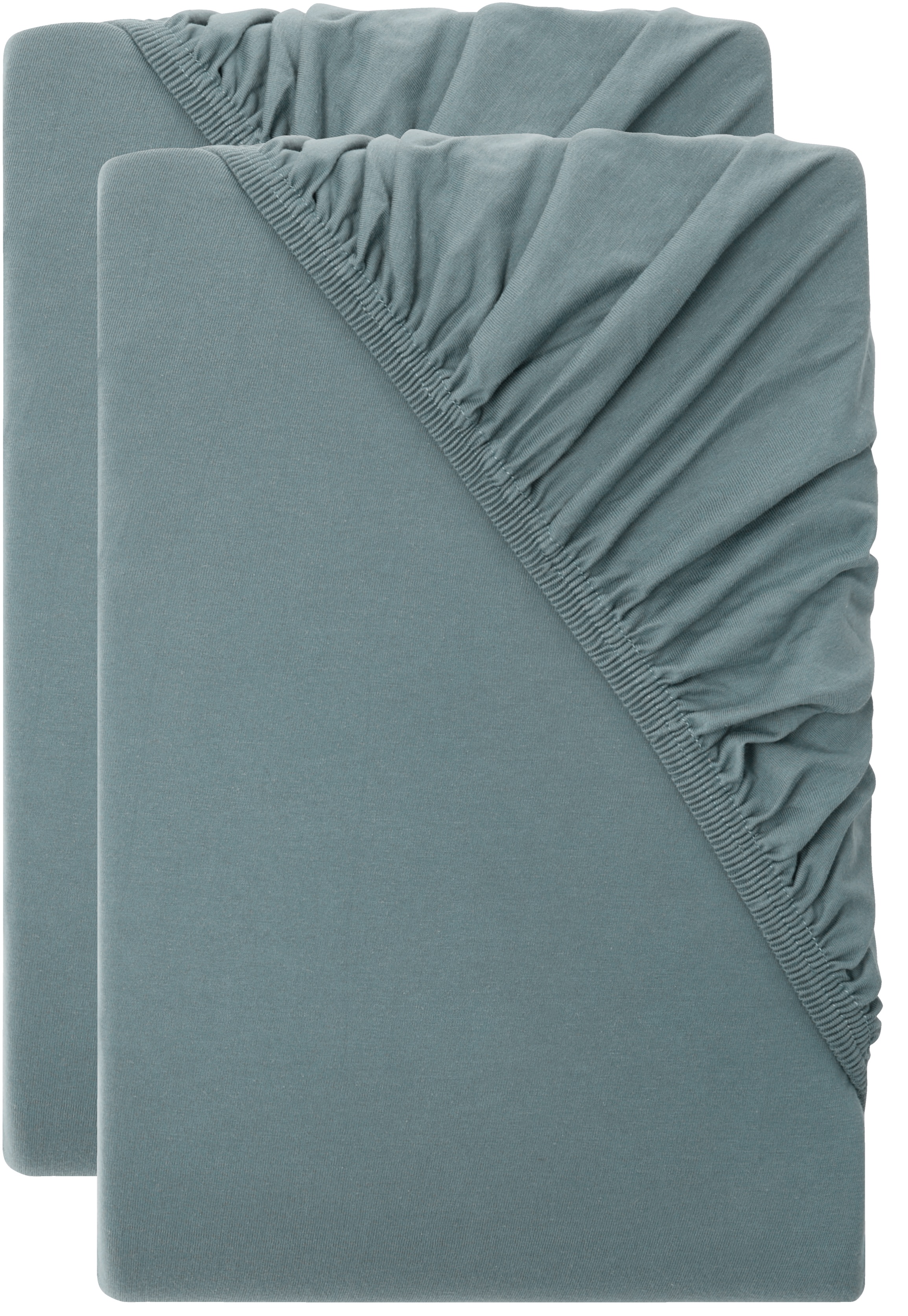 Livarno® Sada žerzejových napínacích prostěradel, 90–100 x 200 cm, 2dílná, tmavě zelená