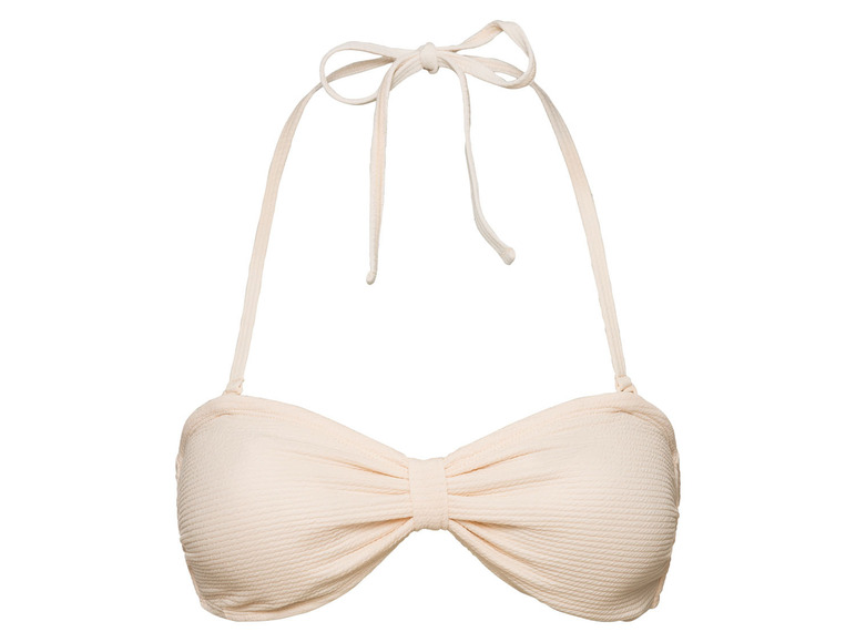 Béžový bandeau bikinový top s mašlí.