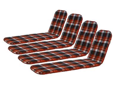 Sada podložek na lehátko, 190 x 60 x 5 cm, červená, 4dílná