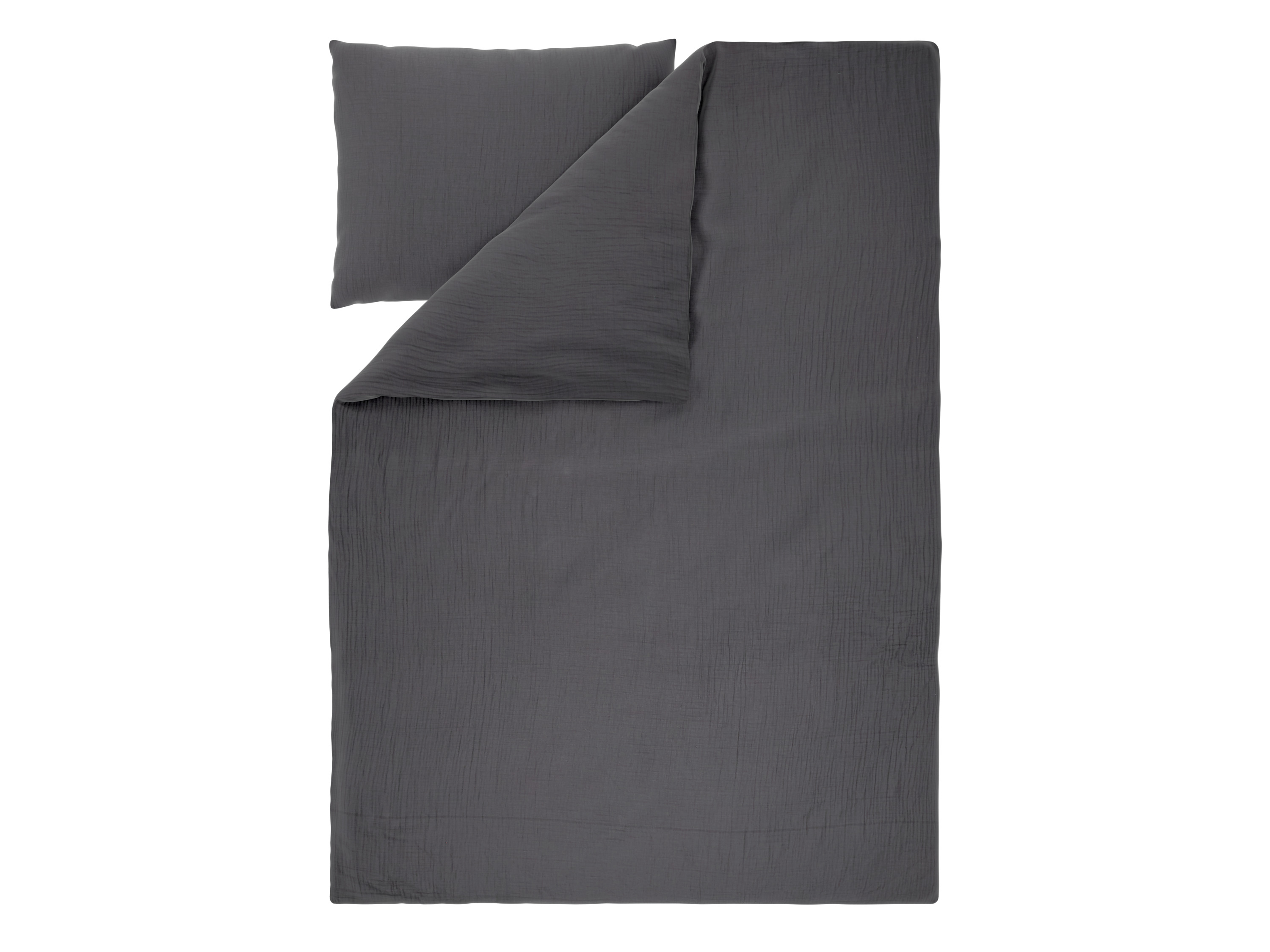 Livarno® Mušelínové ložní povlečení, 140 x 200 cm, 70 x 90 cm (tmavě šedá)