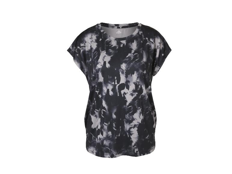 Dámské tričko s šedo-černým tie-dye vzorem.