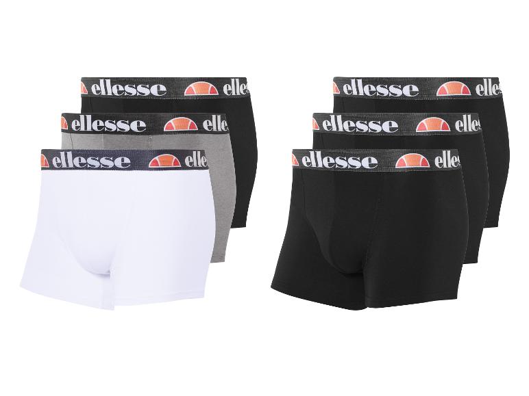 Černé, šedé a bílé trenýrky Ellesse.