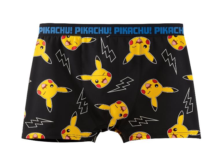 Černé boxerky se žlutými kreslenými postavičkami a bílými blesky.