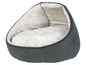 Šedý pelech pro psa s měkkým polstrováním.