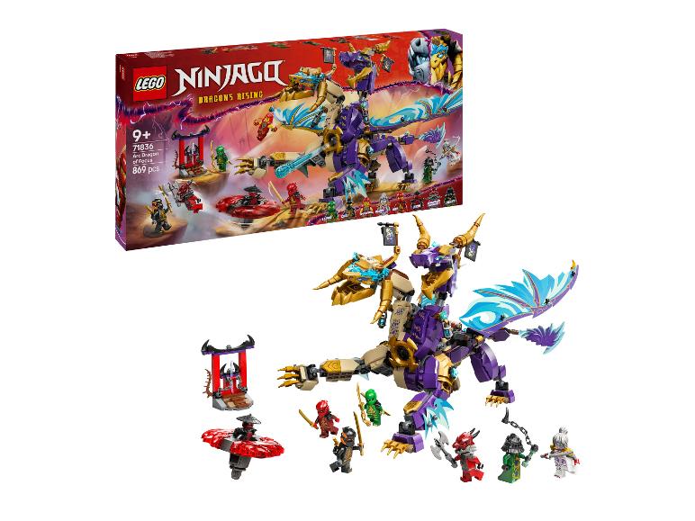 Sada LEGO Ninjago Arc Dragon of Focus s drakem, minifigurkami a doplňky.
