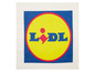 Logo Lidl na bílém hadříku.