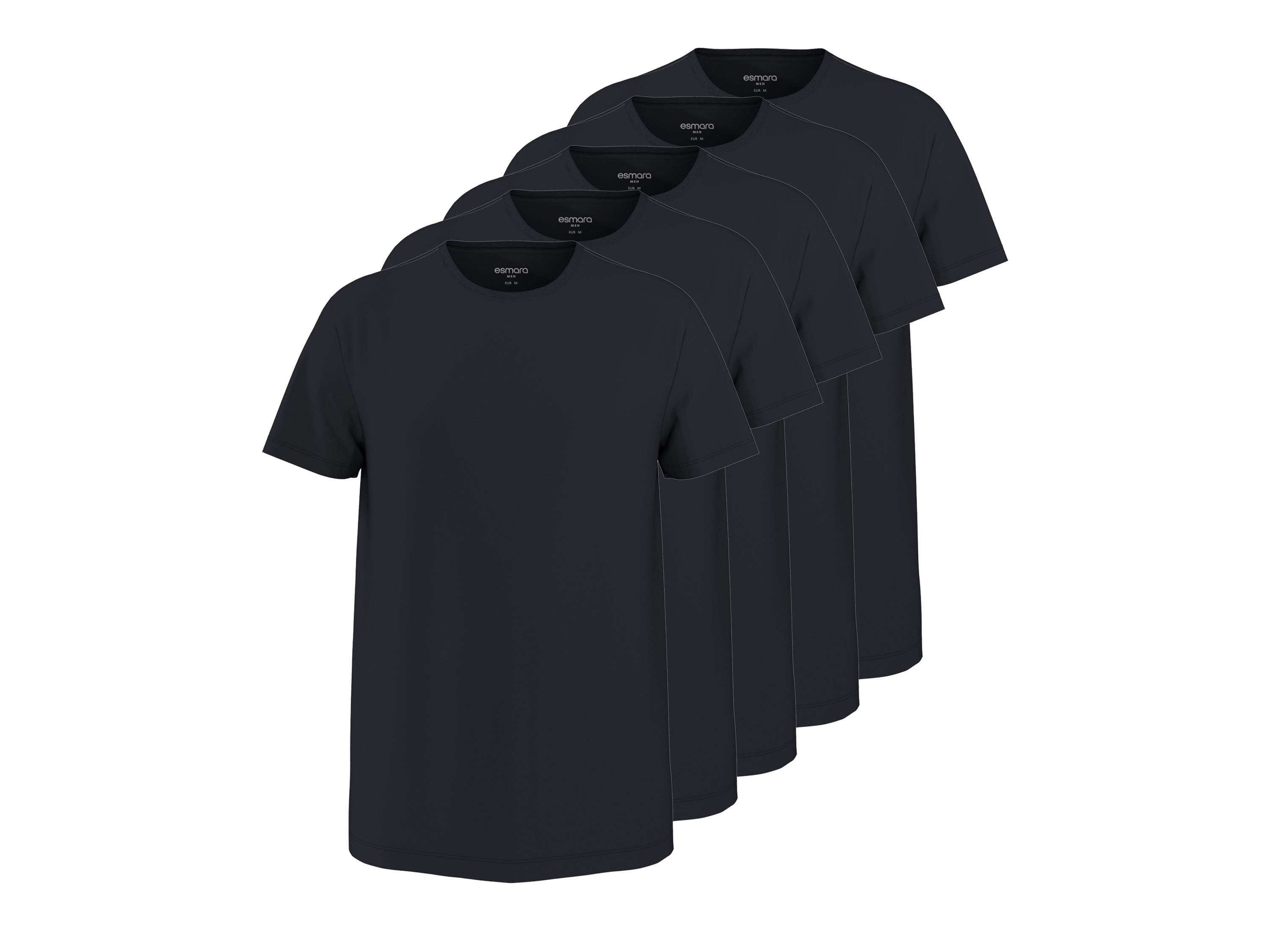 esmara Men Pánské triko, 5 kusů (černá, S (44/46))