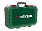 Zelený kufr na nářadí PARKSIDE s červenými sponami a černou rukojetí