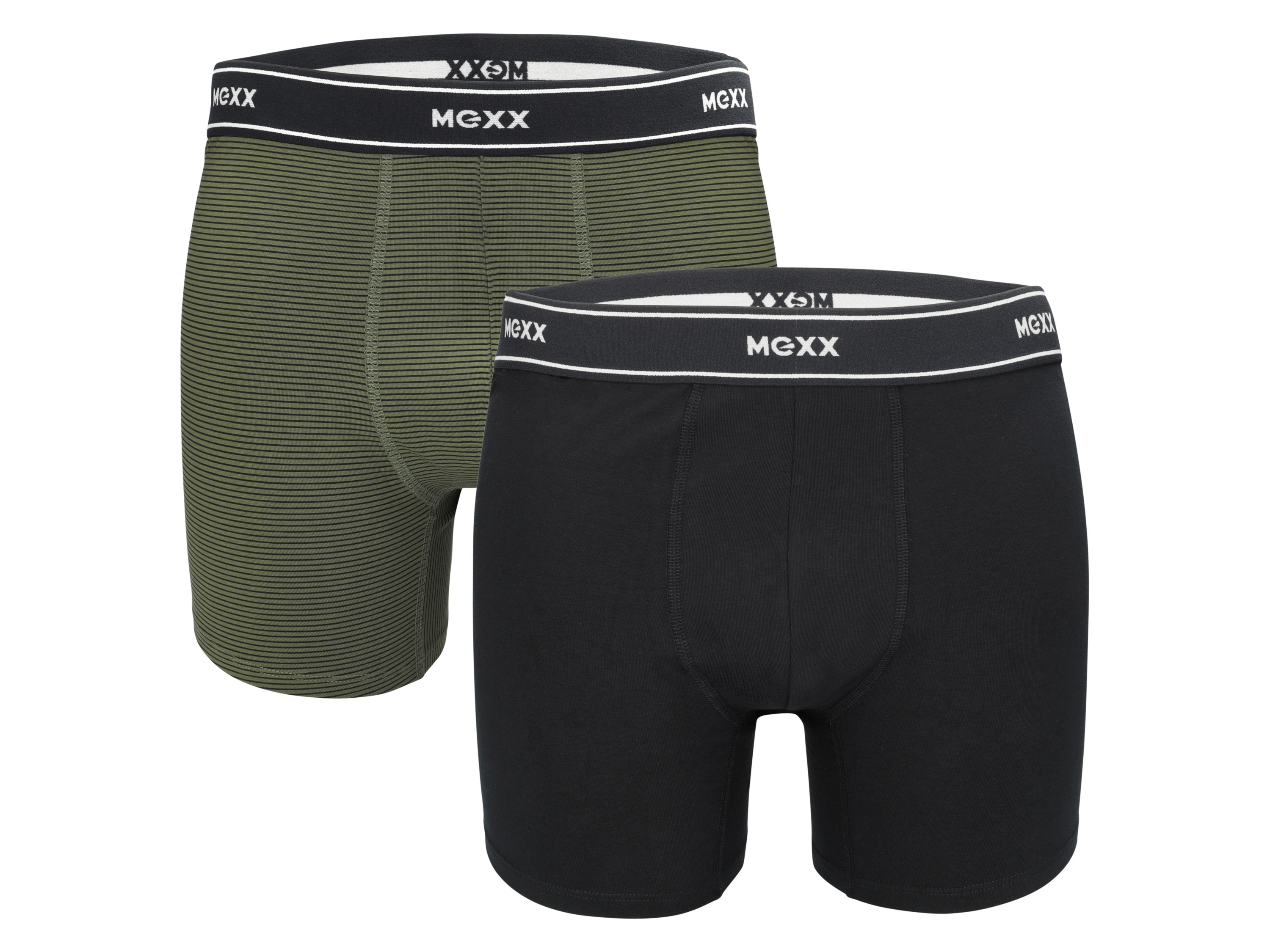 Mexx Pánské boxerky, 2 ks (pruhy / navy modrá / olivově zelená, XL)