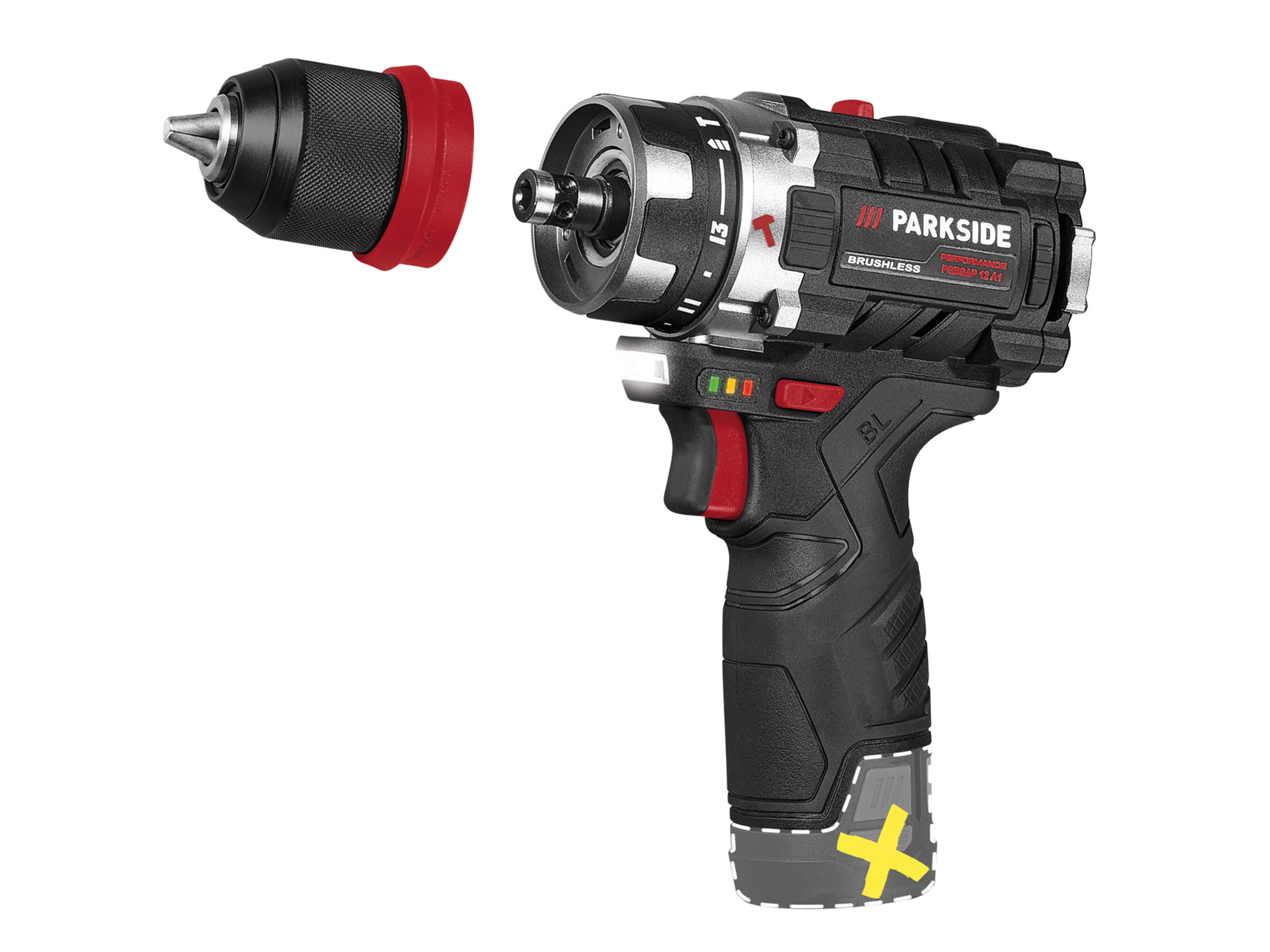 PARKSIDE PERFORMANCE® Aku příklepová vrtačka PSBSAP 12 A1 – bez akumulátoru a nabíječky