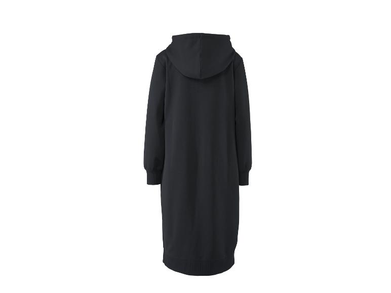 Černé dlouhé mikinové šaty s kapucí, zadní pohled