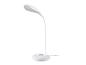 Bílá LED stolní lampa s flexibilním krkem a barevnou dotykovou ovládací základnou