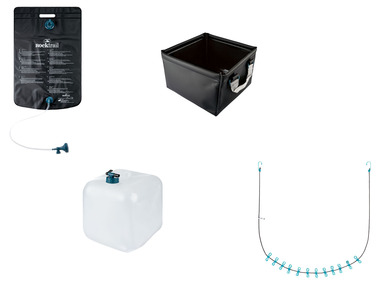 Rocktrail Solární sprcha, 25 l / Kanystr na vodu, 20 l / Kempinkový dřez / Šňůra na prádlo