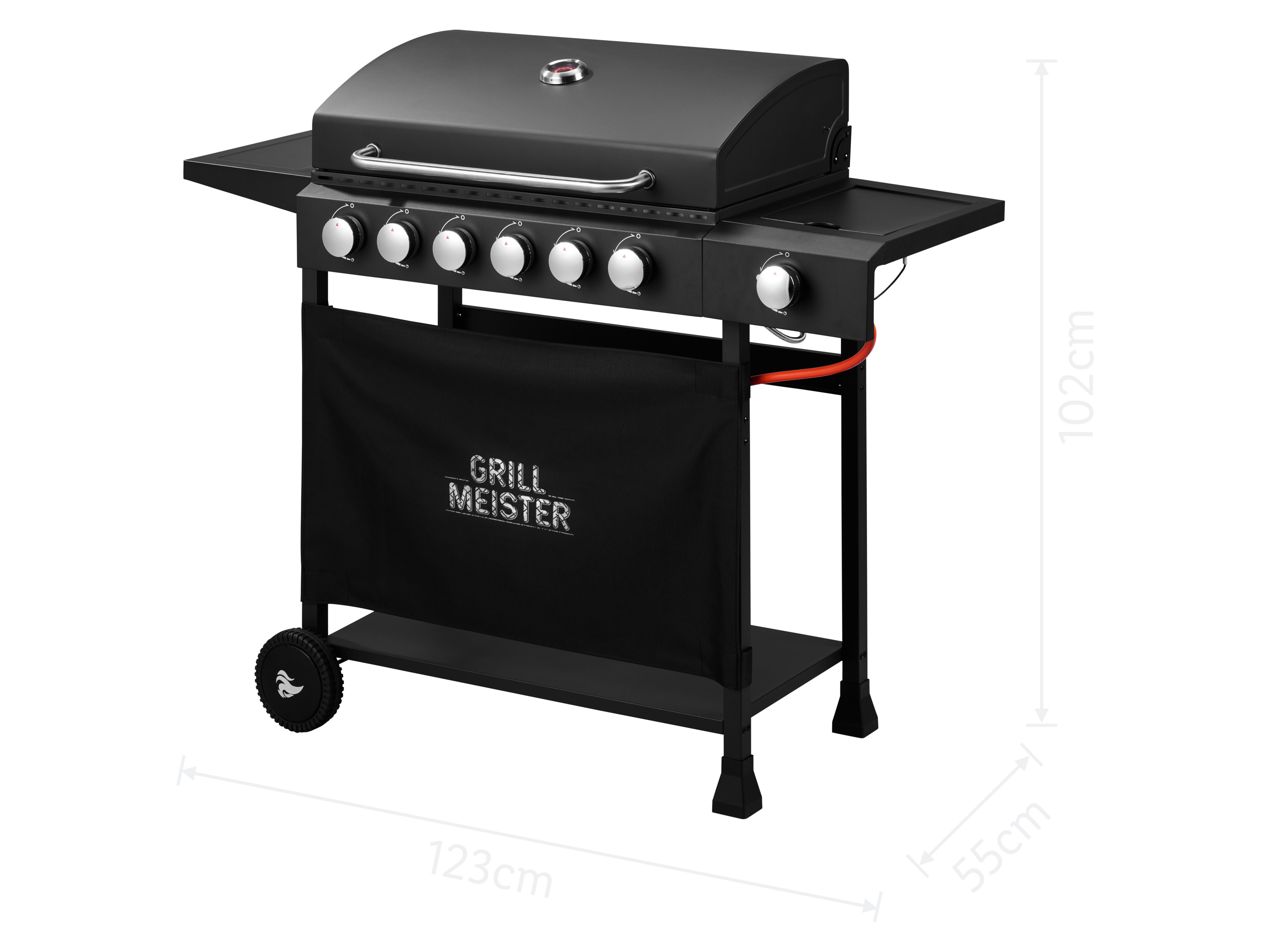 Grillmeister Plynový gril 6+1 boční hořák, 18 kW