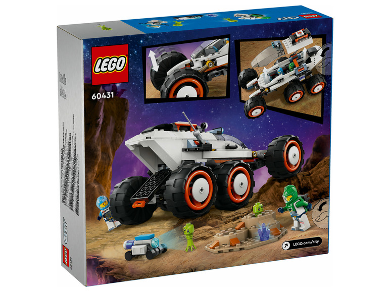 Lego City vesmírná loď s velkými koly a mimozemšťany.