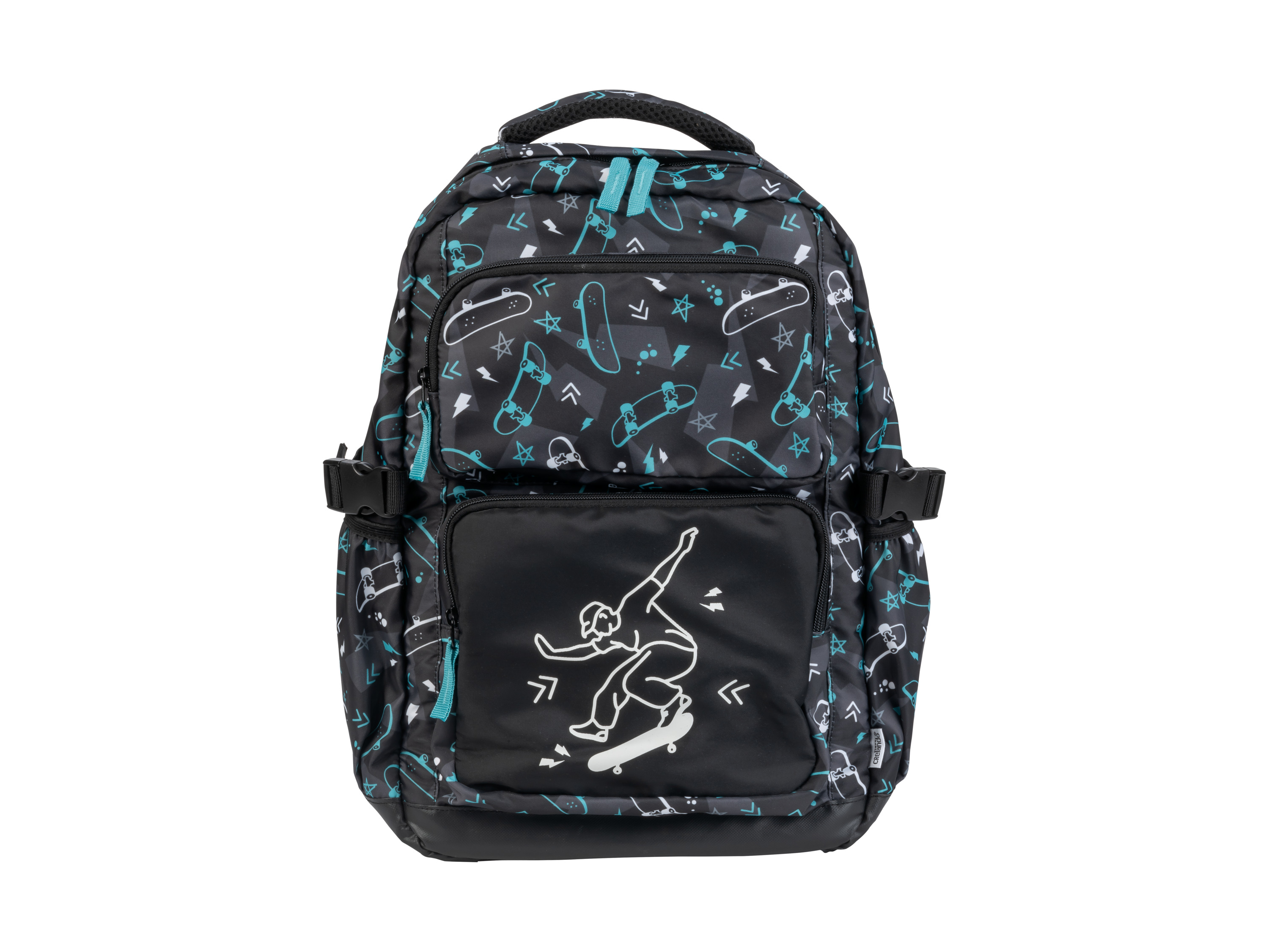 Crelando® Školní batoh, 25 l / 27 l (svítí ve tmě / černá)