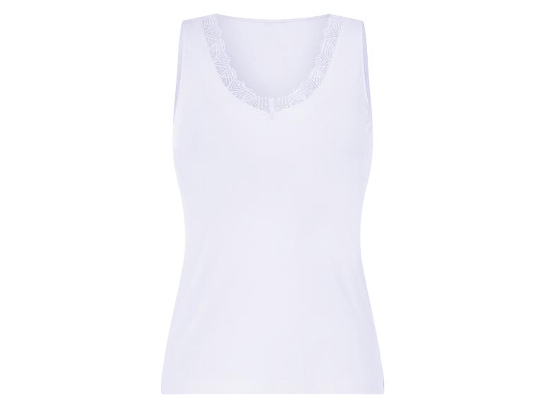Bílé tílko s výstřihem do V a krajkou.