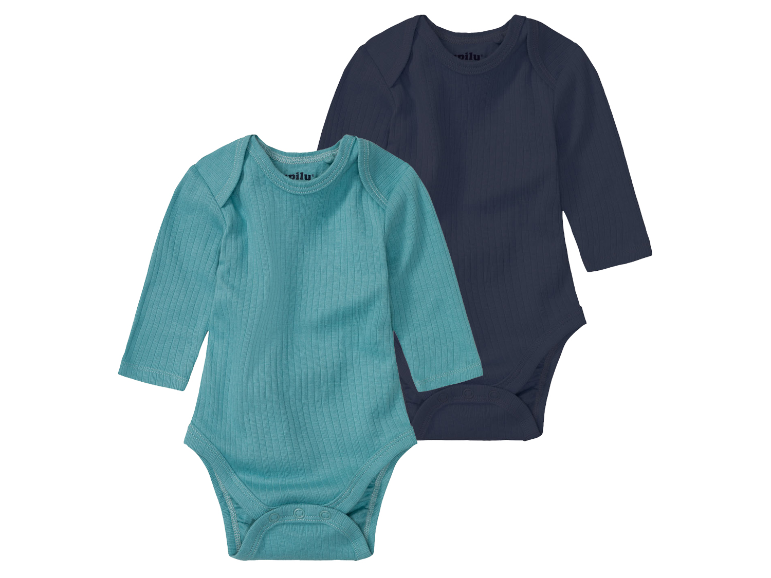 lupilu® Chlapecké body s dlouhými rukávy Bio, 2 kusy (navy modrá / zelená, 62/68)