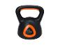 Černý kettlebell s oranžovými akcenty, vážící 10 kg