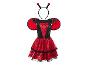Šaty s červenými puntíky a černým lemem, křídla a čelenka, kostým berušky.