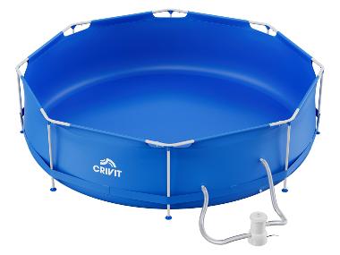 CRIVIT Bazén s ocelovým rámem a filtračním zařízením, 300 x 76 cm