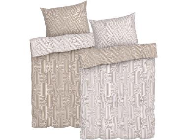 Sada ložního povlečení, 140 x 200 cm, 70 x 90 cm, geometrická/béžová, 2dílná