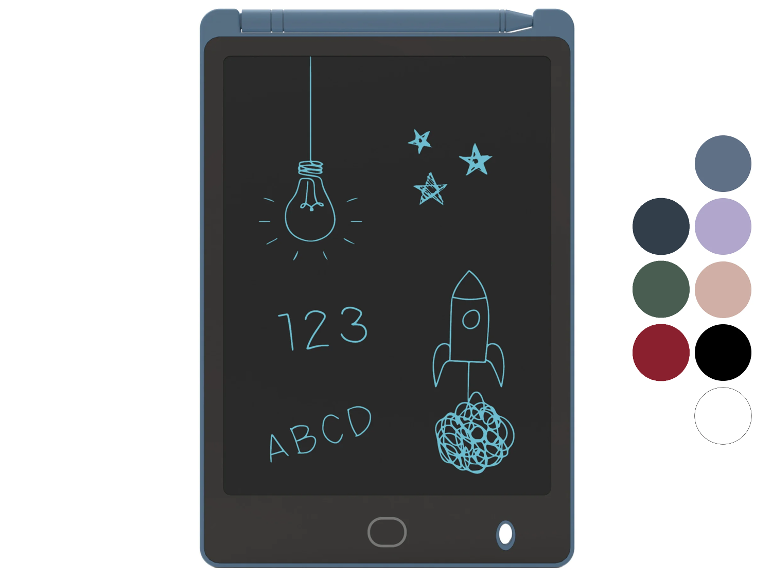 LCD psací tablet s různými barvami.