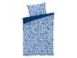 Dětská ložní souprava s povlakem na peřinu a polštář, modrý vzor zvířat.