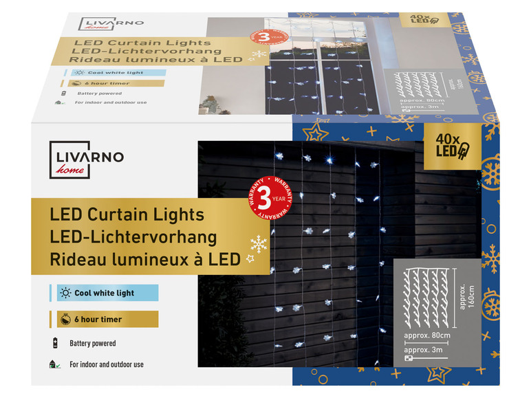  Zobrazit na celou obrazovku LIVARNO home Světelný LED závěs, 40 LED - Obrázek 8