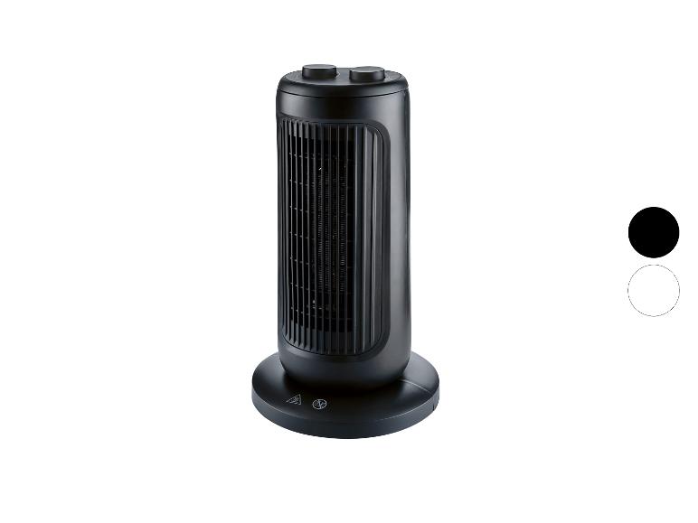 Černý ventilátorový ohřívač.