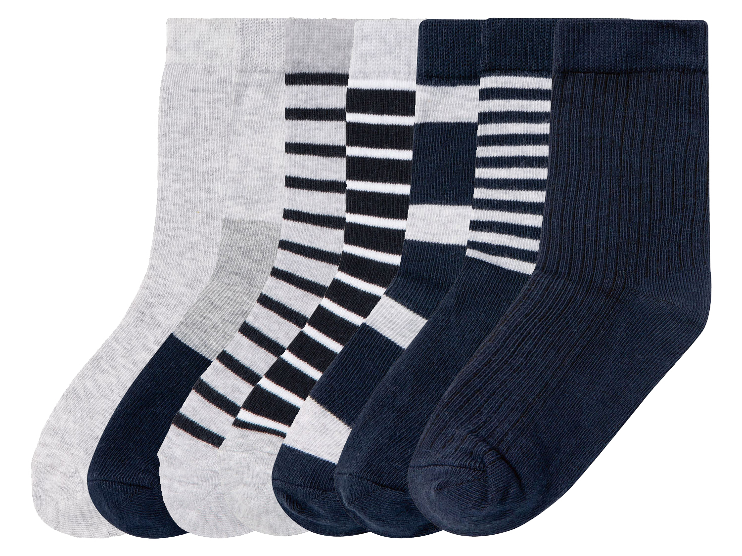 lupilu® Chlapecké ponožky s BIO bavlnou, 7 párů (23-26, šedá / navy modrá / žlutá )