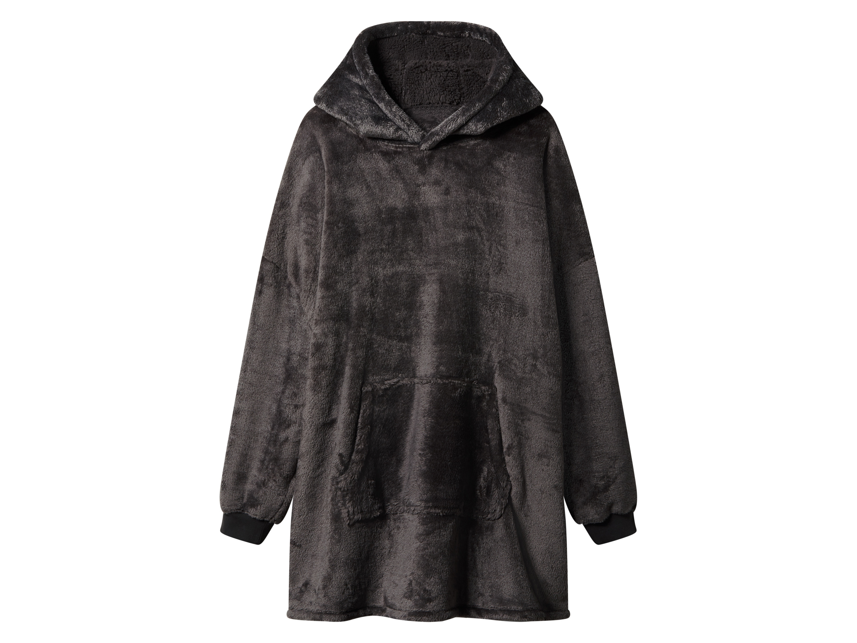 Dámská / Pánská plyšová oversize mikina (antracitová, S/M)