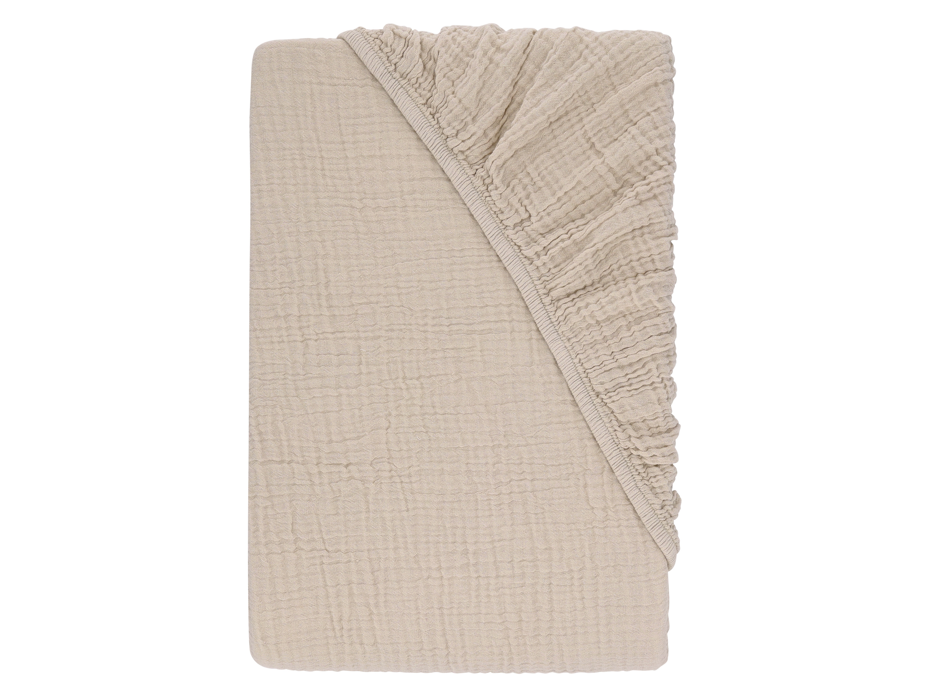 Livarno® Mušelínové napínací prostěradlo, 90-100 x 200 cm (béžová)