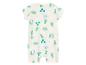 Bílé body s krátkým rukávem pro miminka s potiskem zelených dinosaurů.