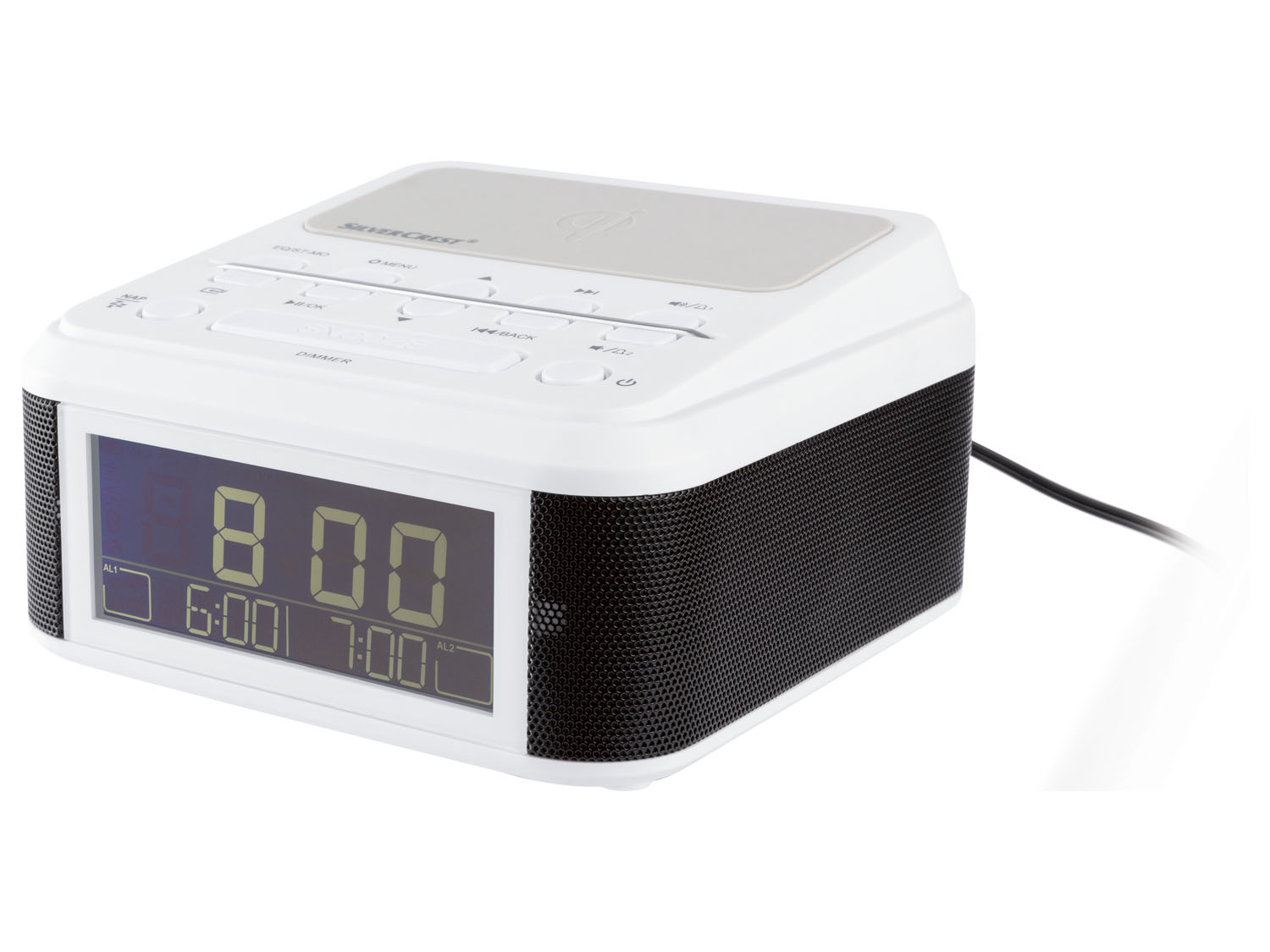 Silvercrest® Rádiový budík s Bluetooth® Surq 4 A1 s nabíjecí stanicí Qi® (bílá)