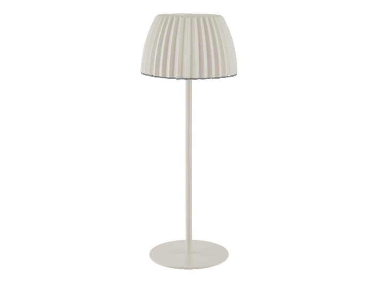 Bílá stojací lampa s plisovaným stínidlem a kulatou základnou