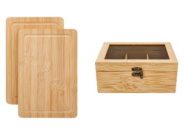 SILVERCREST® Bambusový box na čaj / Sada bambusových prkének, 2dílná