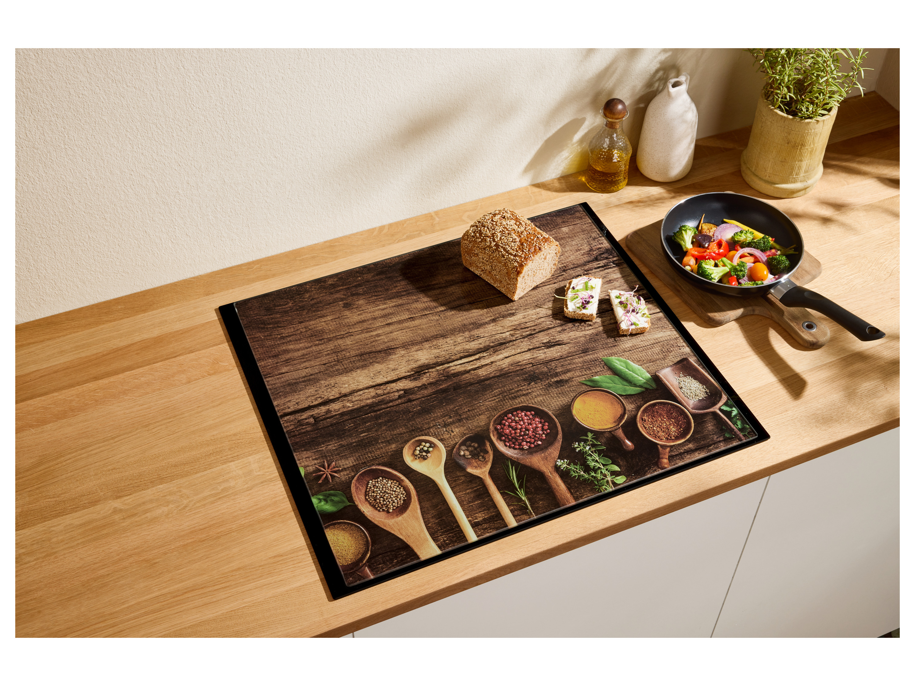 Silvercrest® Skleněná krycí deska na varnou desku (vzhled dřeva)