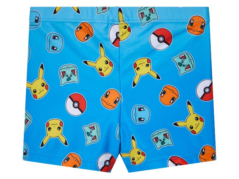 Modré plavky Pokémon s Pikachu, Bulbasaurom a Poké Ball.