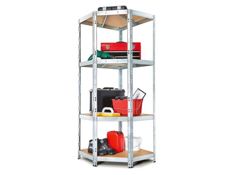  Zobrazit na celou obrazovku PARKSIDE® Vysokozátěžový rohový regál se 4 policemi Rivet, 180 x 70 x 70 x 40 cm - Obrázek 2