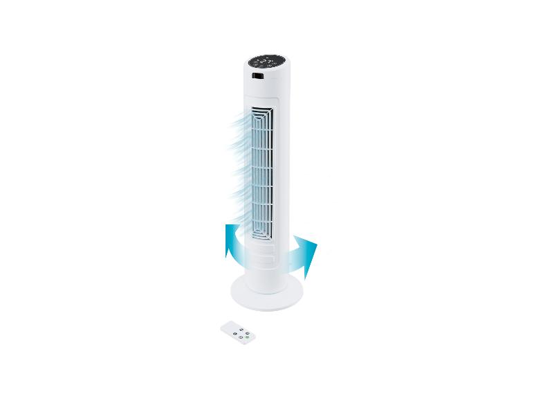 Osahovatelný věžový ventilátor s dálkovým ovládáním.